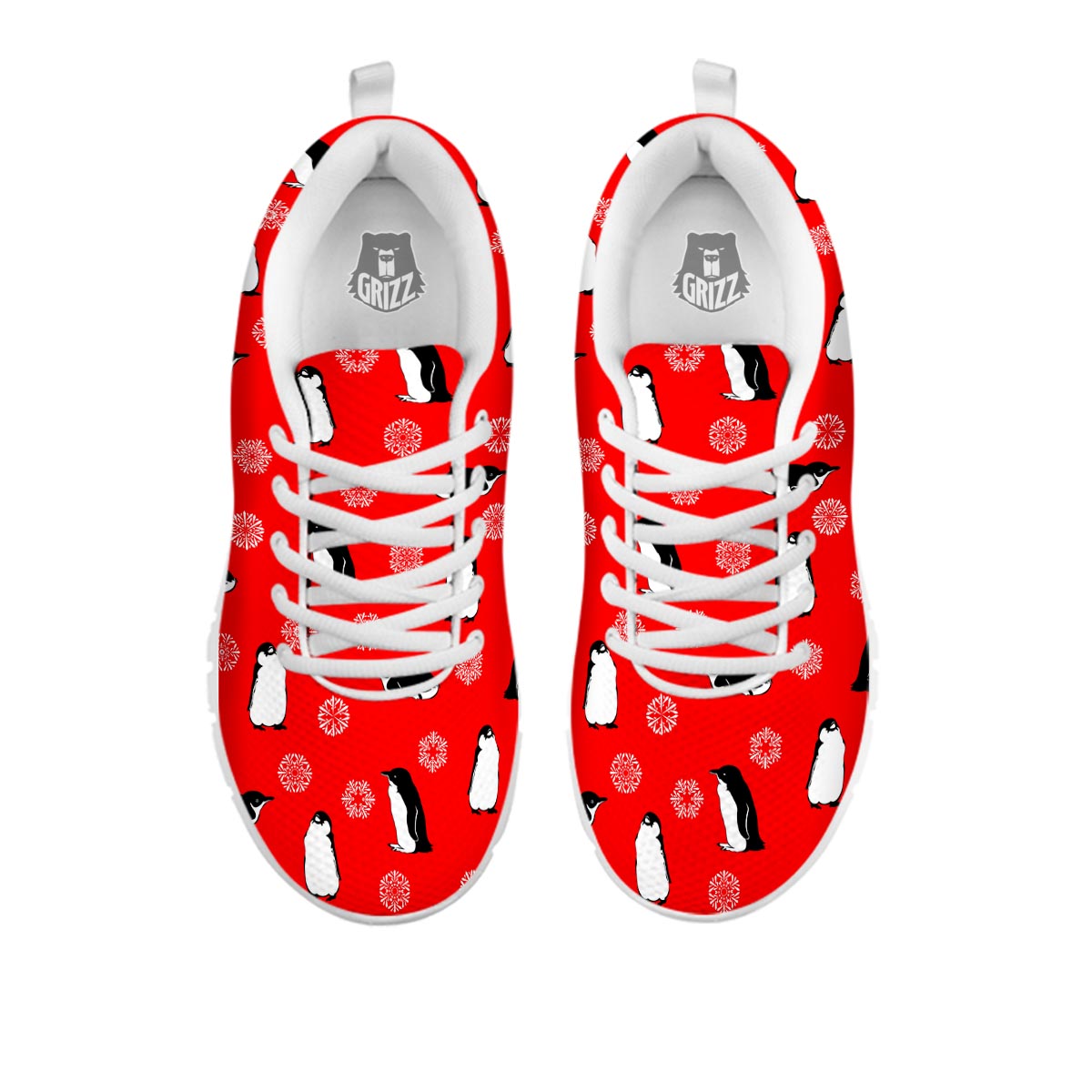 Penguin Red Snow Print Pattern White Sneaker-grizzshop