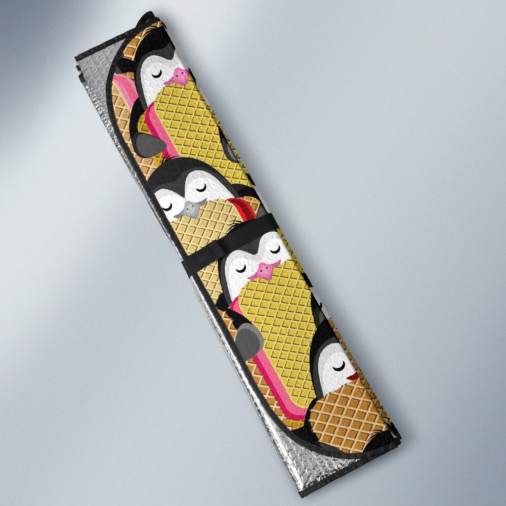 Penguin Waffle Pattern Print Car Sun Shade-grizzshop