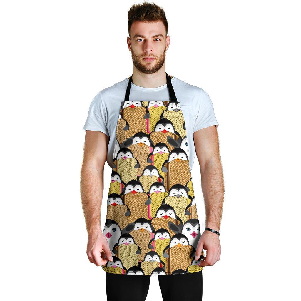 Penguin Waffle Pattern Print Men's Apron-grizzshop