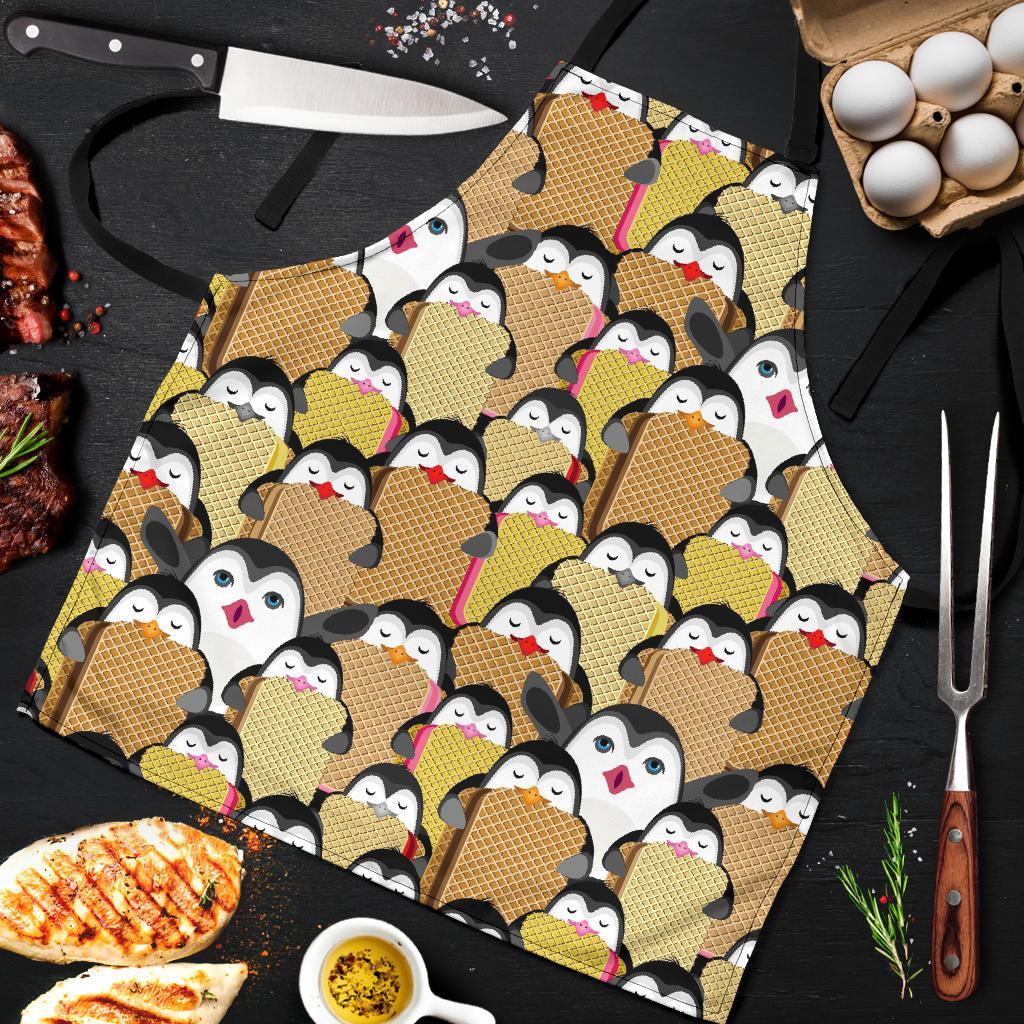 Penguin Waffle Pattern Print Men's Apron-grizzshop