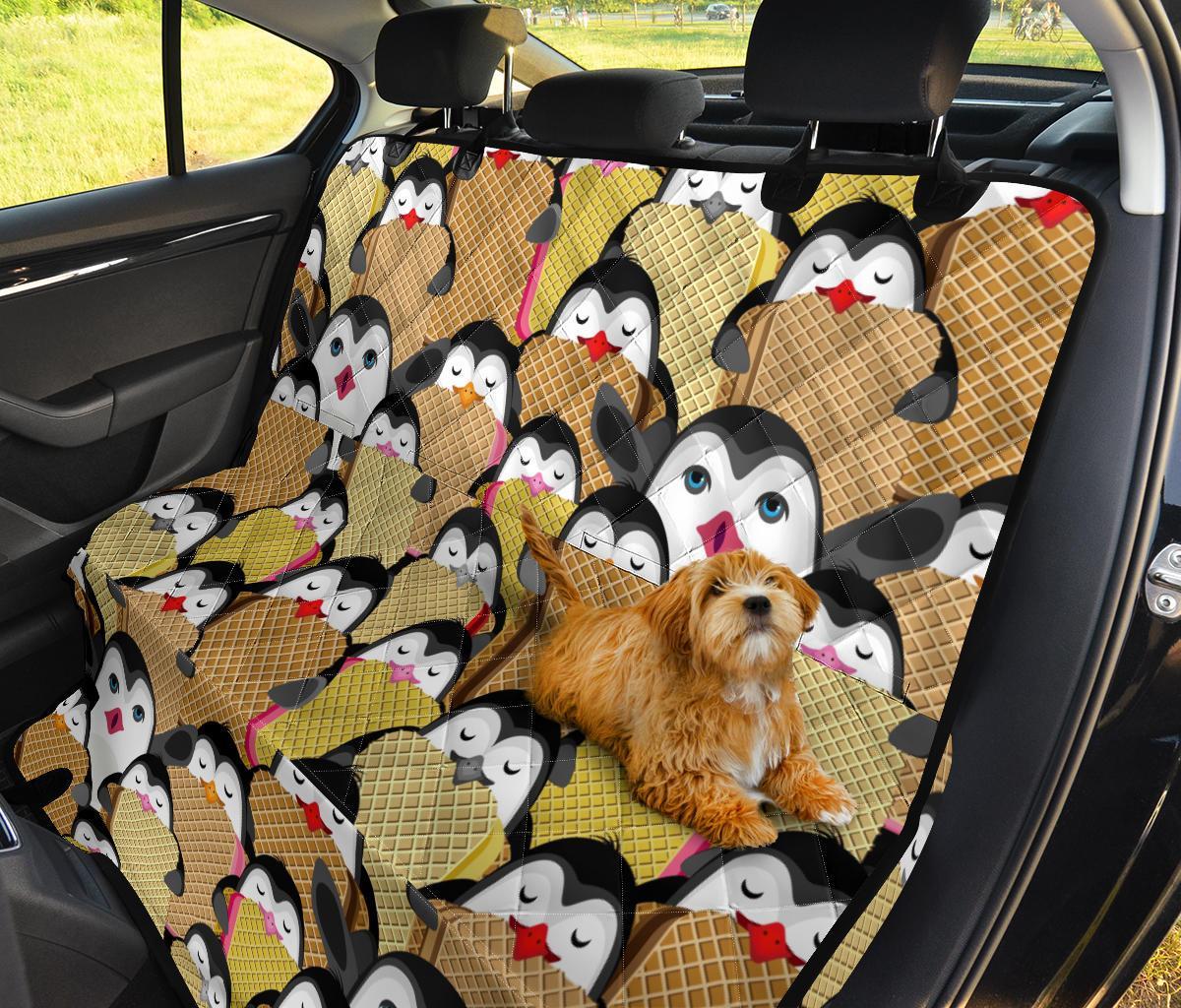 Penguin Waffle Pattern Print Pet Car Seat Cover-grizzshop