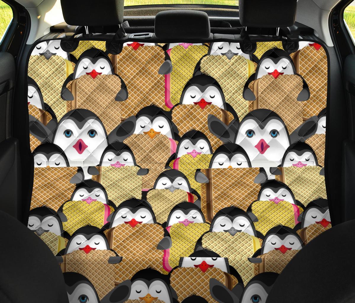 Penguin Waffle Pattern Print Pet Car Seat Cover-grizzshop