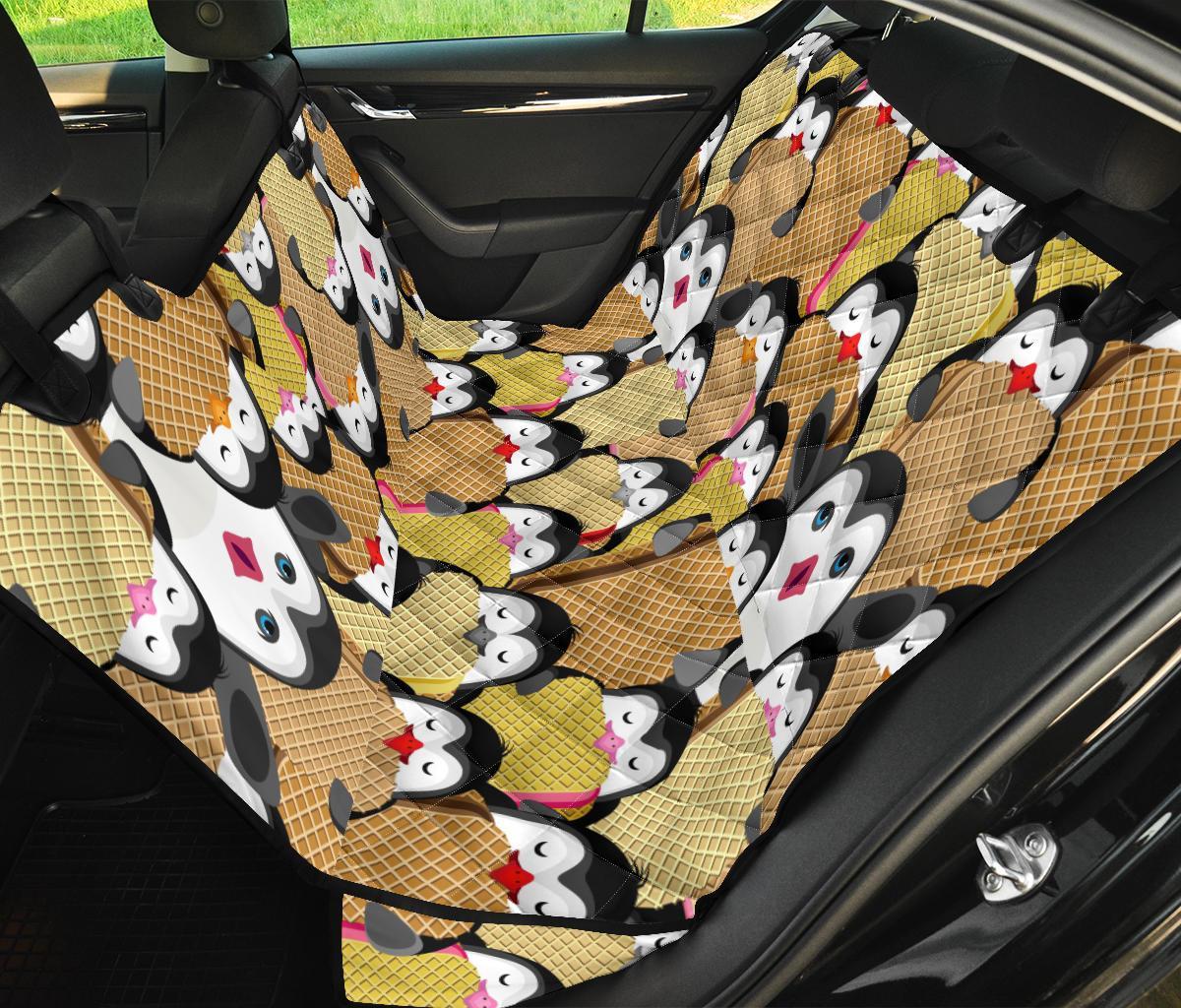 Penguin Waffle Pattern Print Pet Car Seat Cover-grizzshop