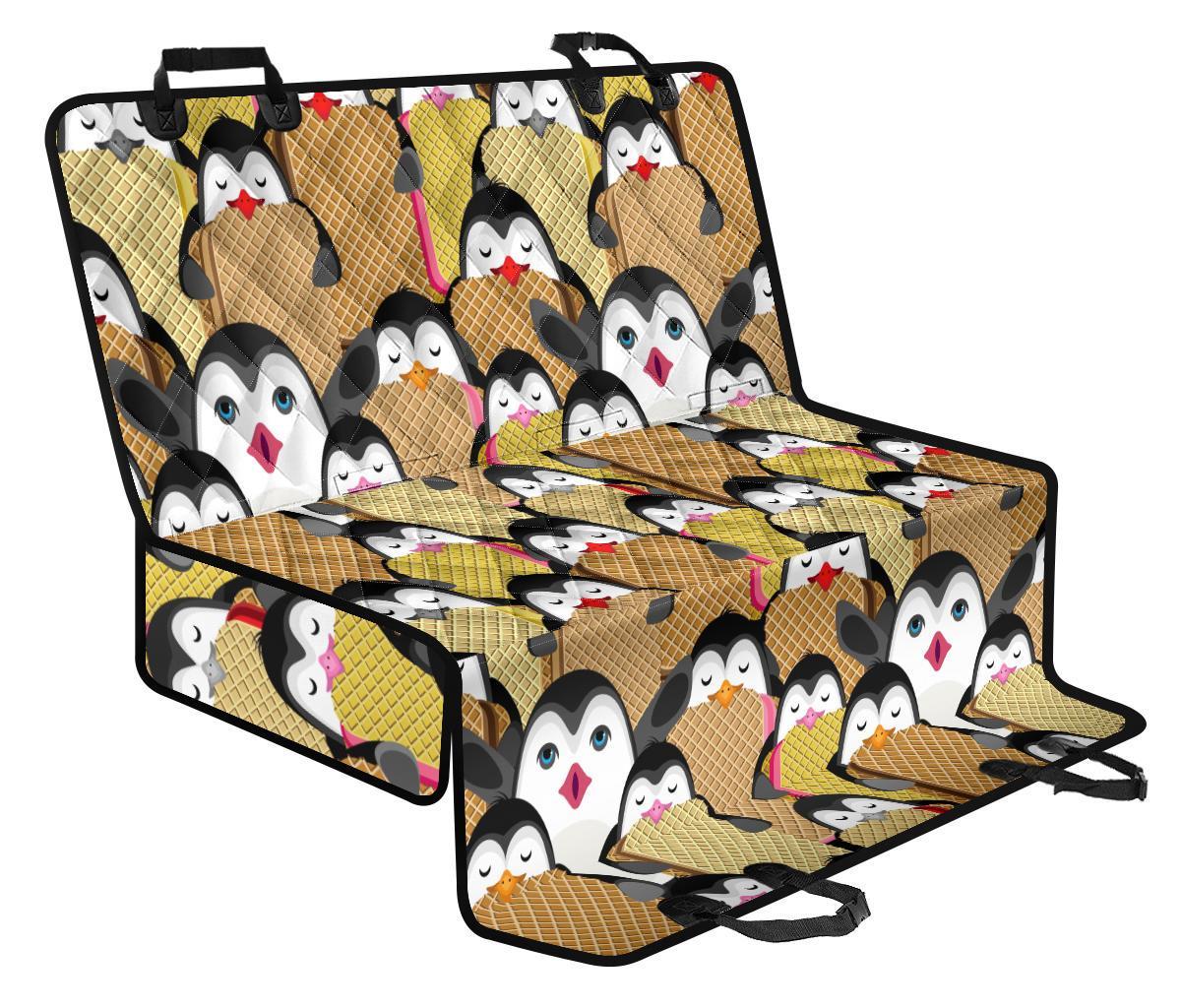 Penguin Waffle Pattern Print Pet Car Seat Cover-grizzshop