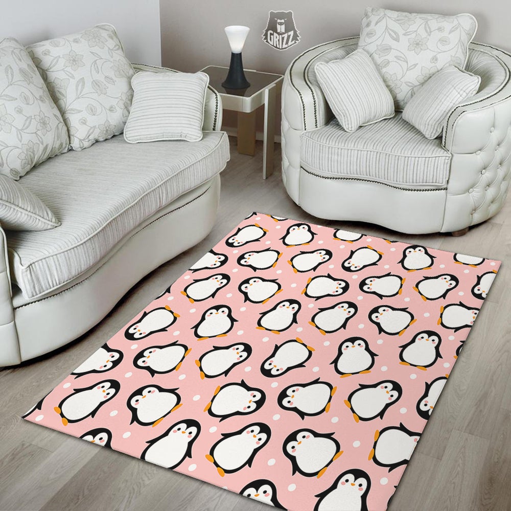 Penguin Xmas Print Pattern Floor Mat-grizzshop