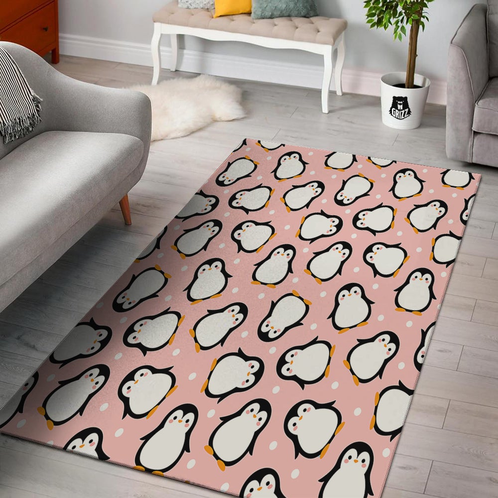Penguin Xmas Print Pattern Floor Mat-grizzshop