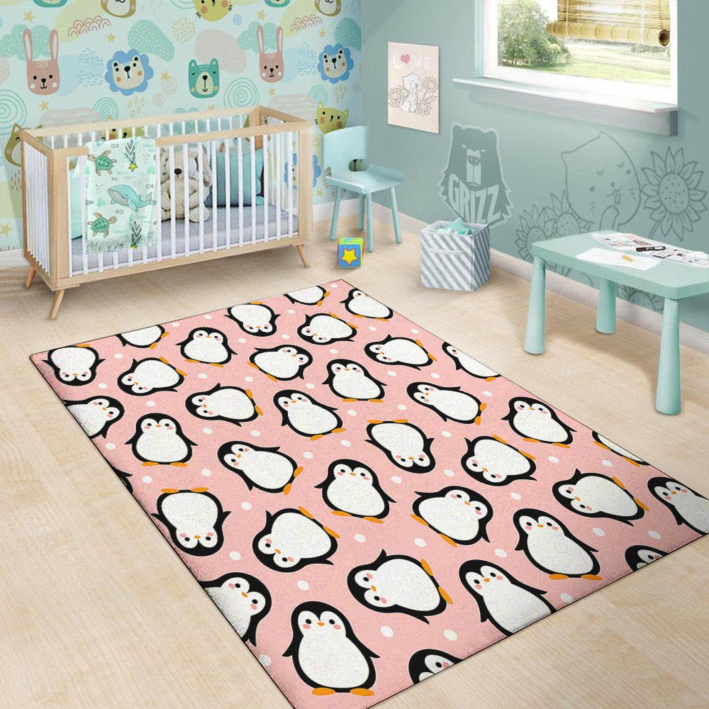 Penguin Xmas Print Pattern Floor Mat-grizzshop