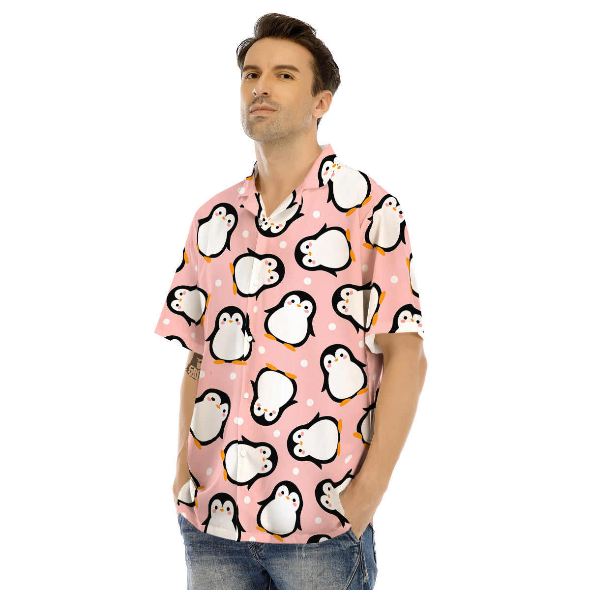 Penguin Xmas Print Pattern Men's Hawaiian Shirt-grizzshop