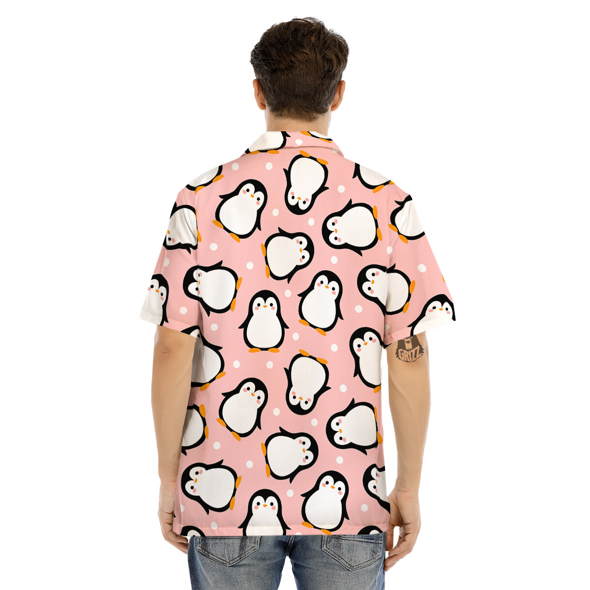 Penguin Xmas Print Pattern Men's Hawaiian Shirt-grizzshop