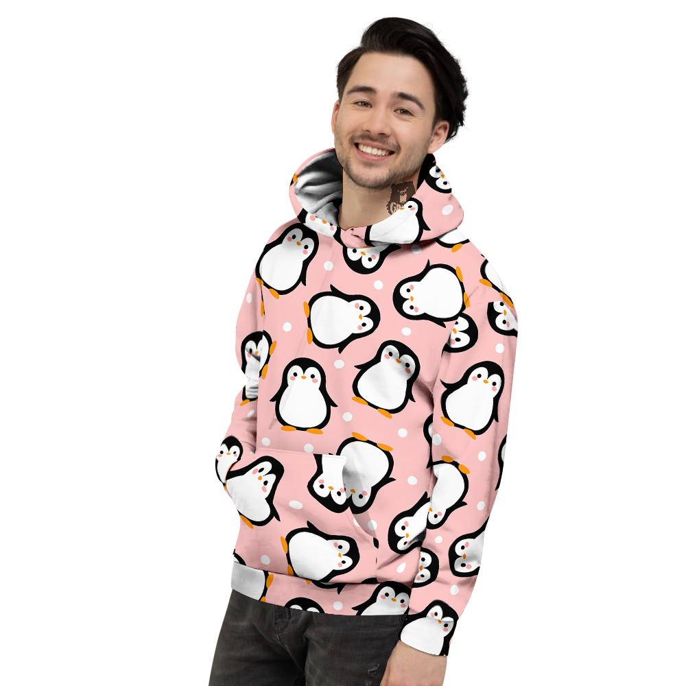 Penguin Xmas Print Pattern Men's Hoodie-grizzshop