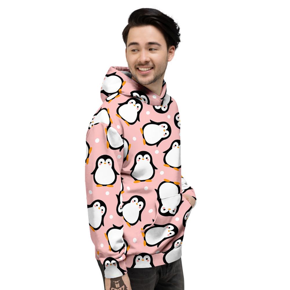 Penguin Xmas Print Pattern Men's Hoodie-grizzshop