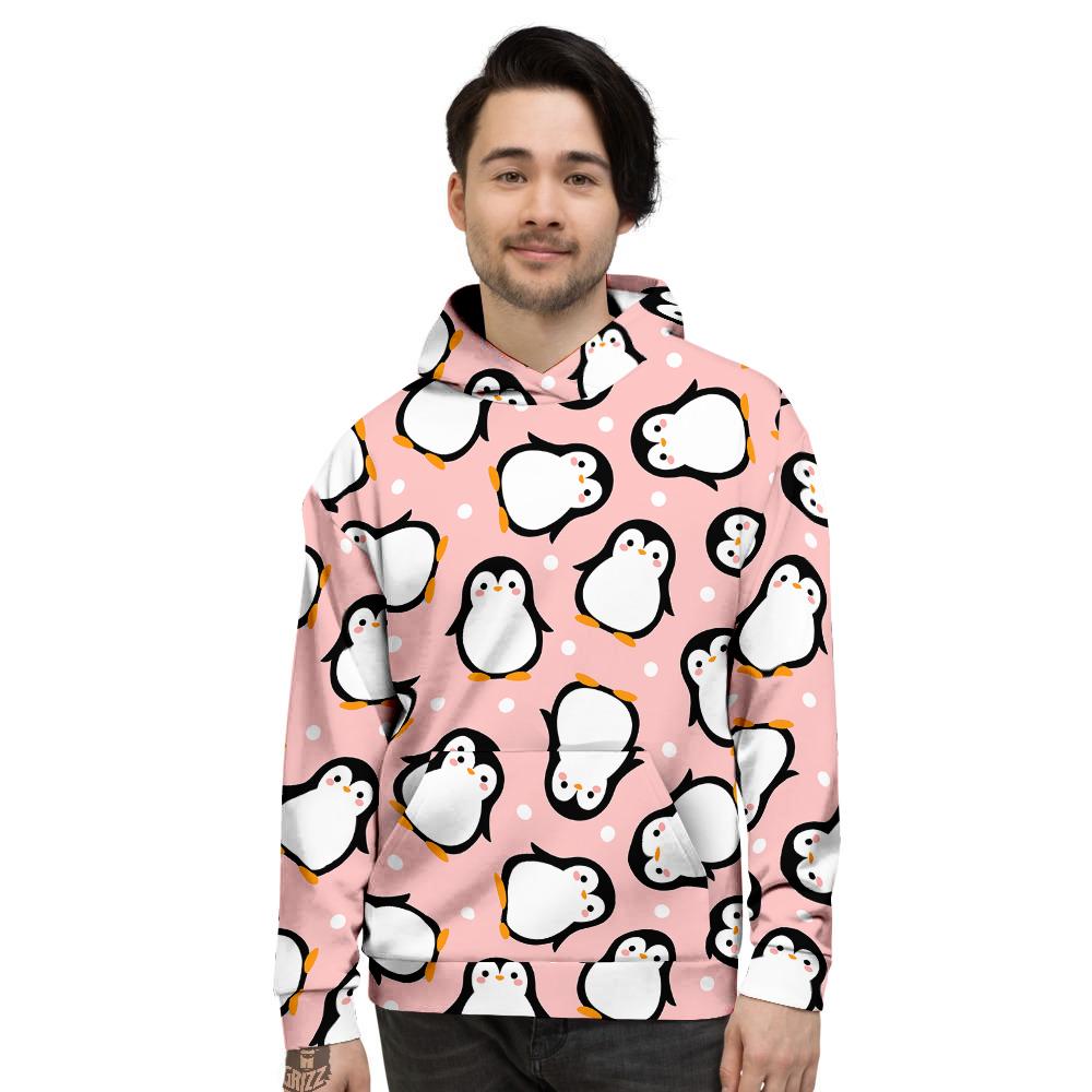 Penguin Xmas Print Pattern Men's Hoodie-grizzshop