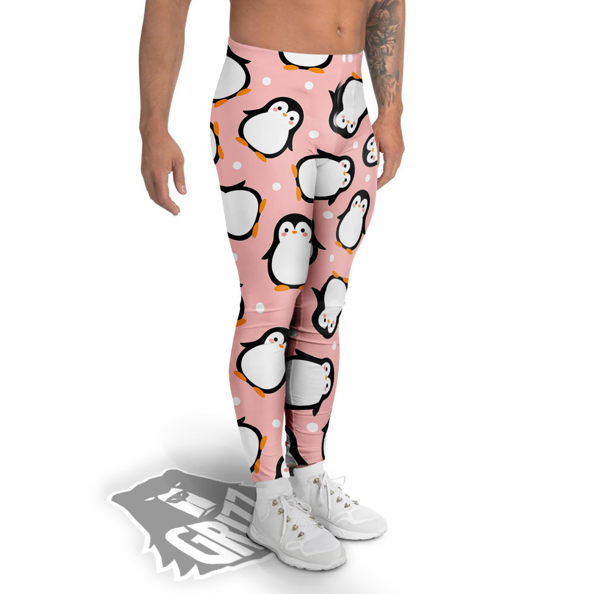 Penguin Xmas Print Pattern Men's Leggings-grizzshop