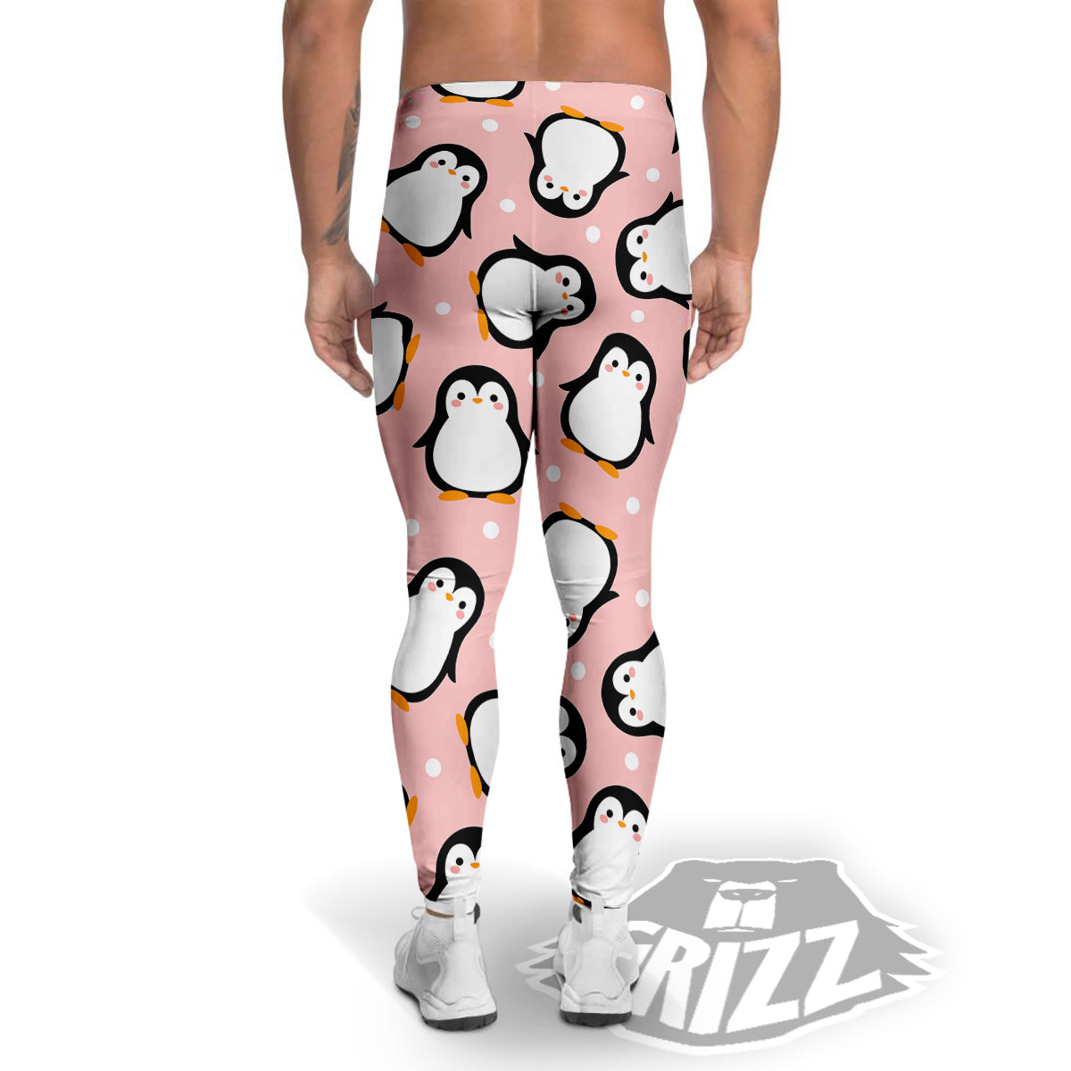 Penguin Xmas Print Pattern Men's Leggings-grizzshop
