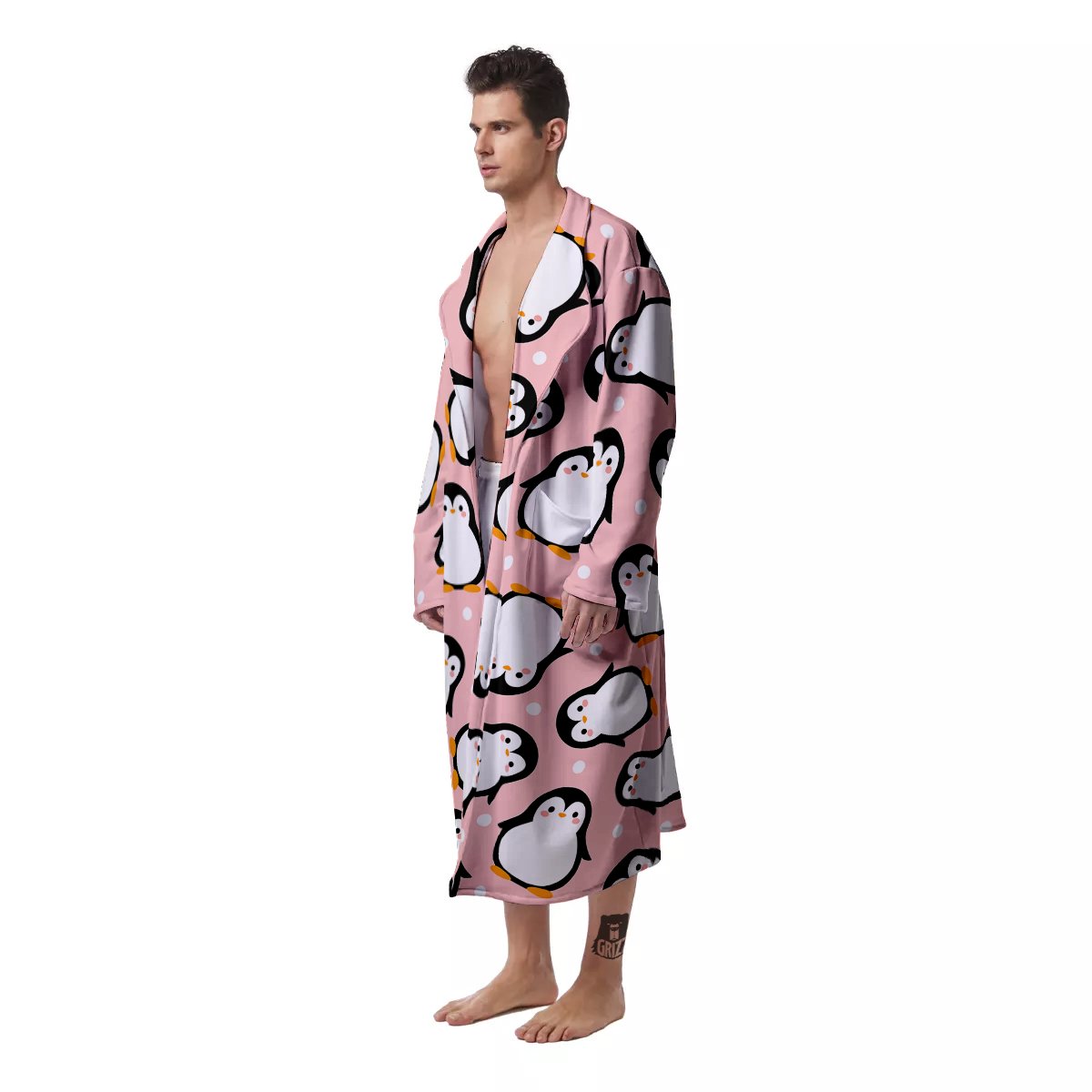 Penguin Xmas Print Pattern Men's Robe-grizzshop