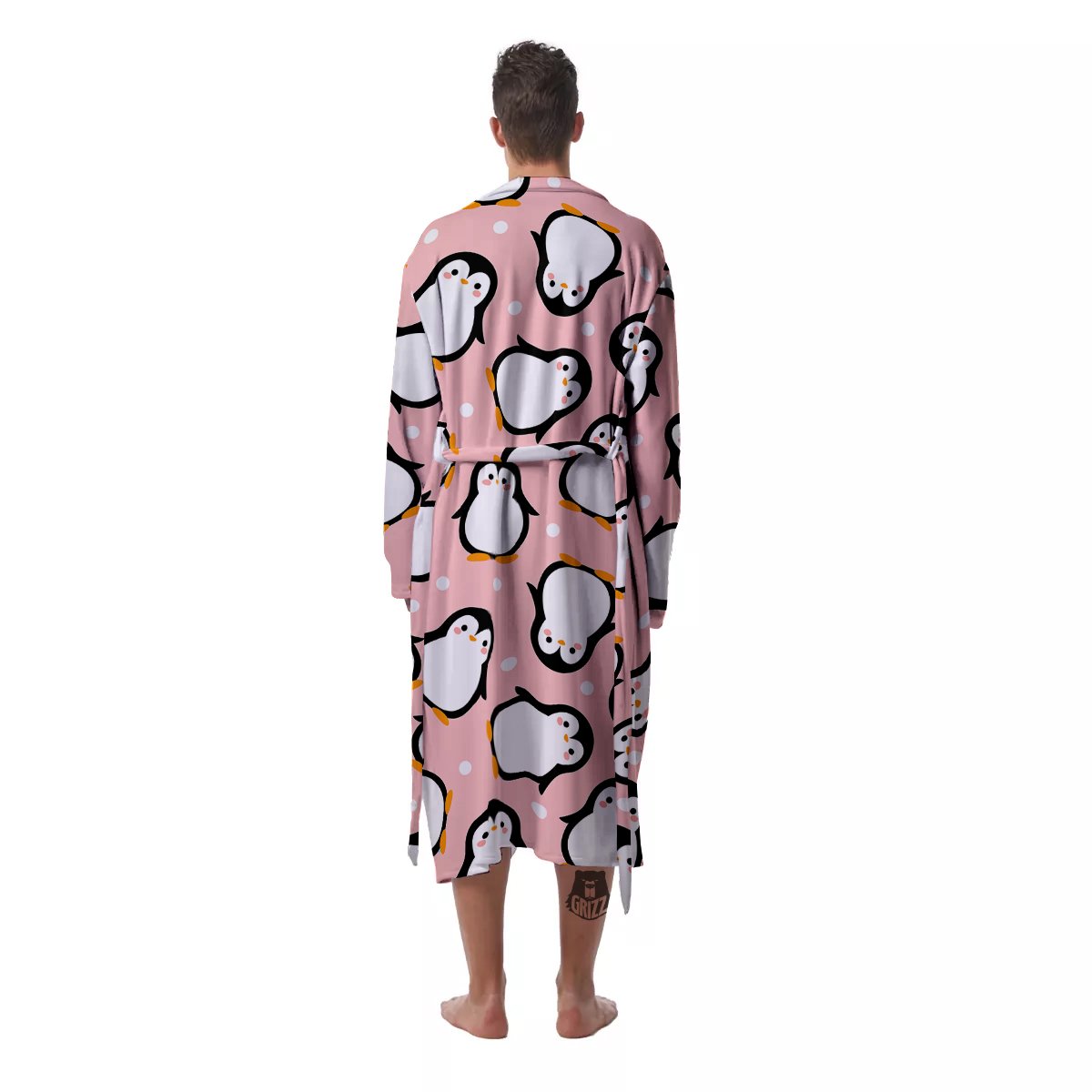 Penguin Xmas Print Pattern Men's Robe-grizzshop