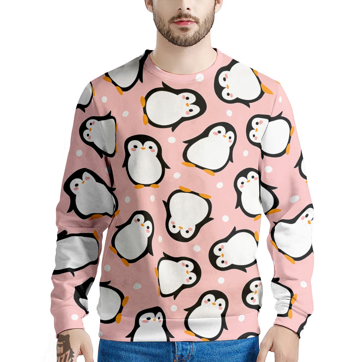 Penguin Xmas Print Pattern Men's Sweatshirt-grizzshop