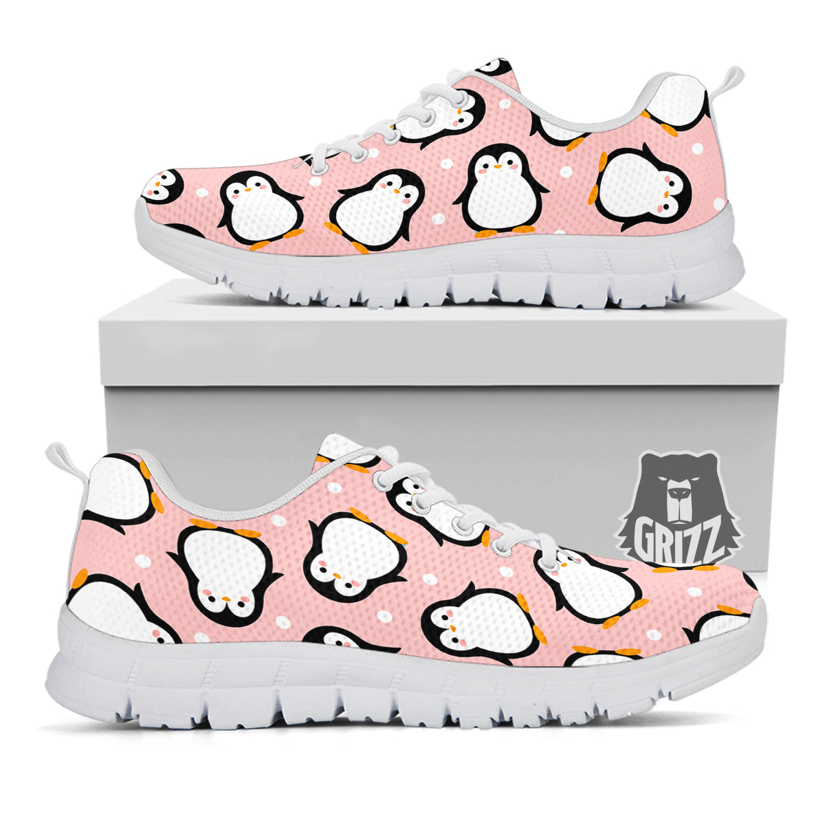 Penguin Xmas Print Pattern White Sneaker-grizzshop