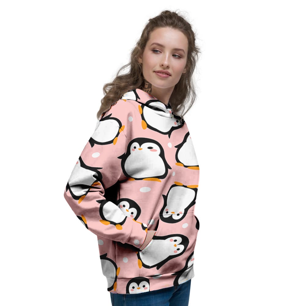 Penguin Xmas Print Pattern Women's Hoodie-grizzshop