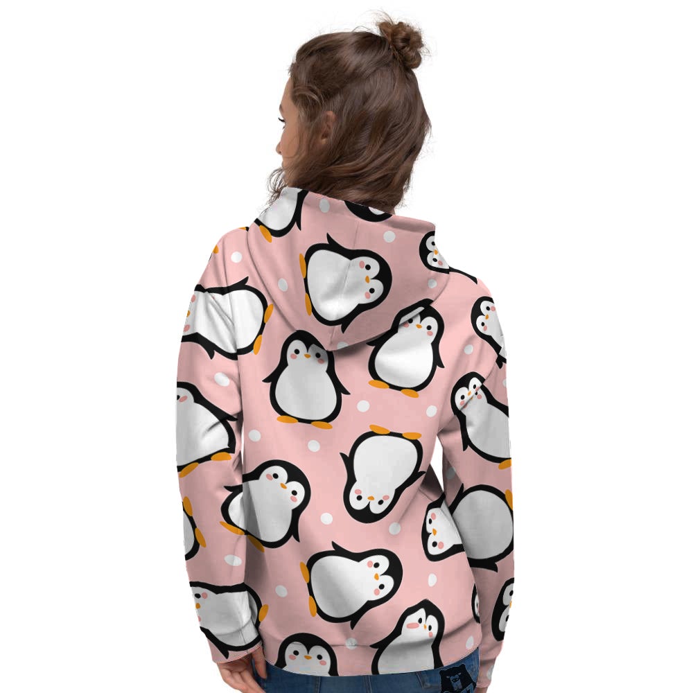 Penguin Xmas Print Pattern Women's Hoodie-grizzshop