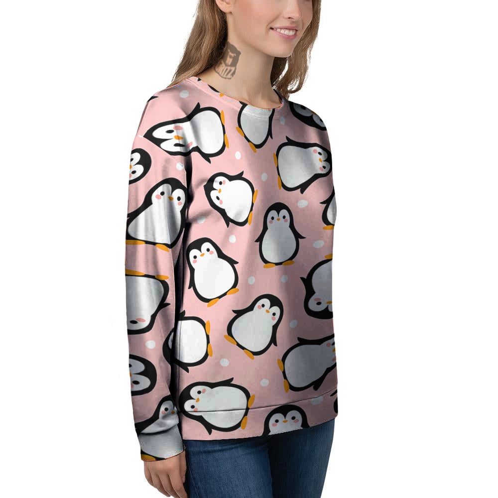 Penguin Xmas Print Pattern Women's Sweatshirt-grizzshop