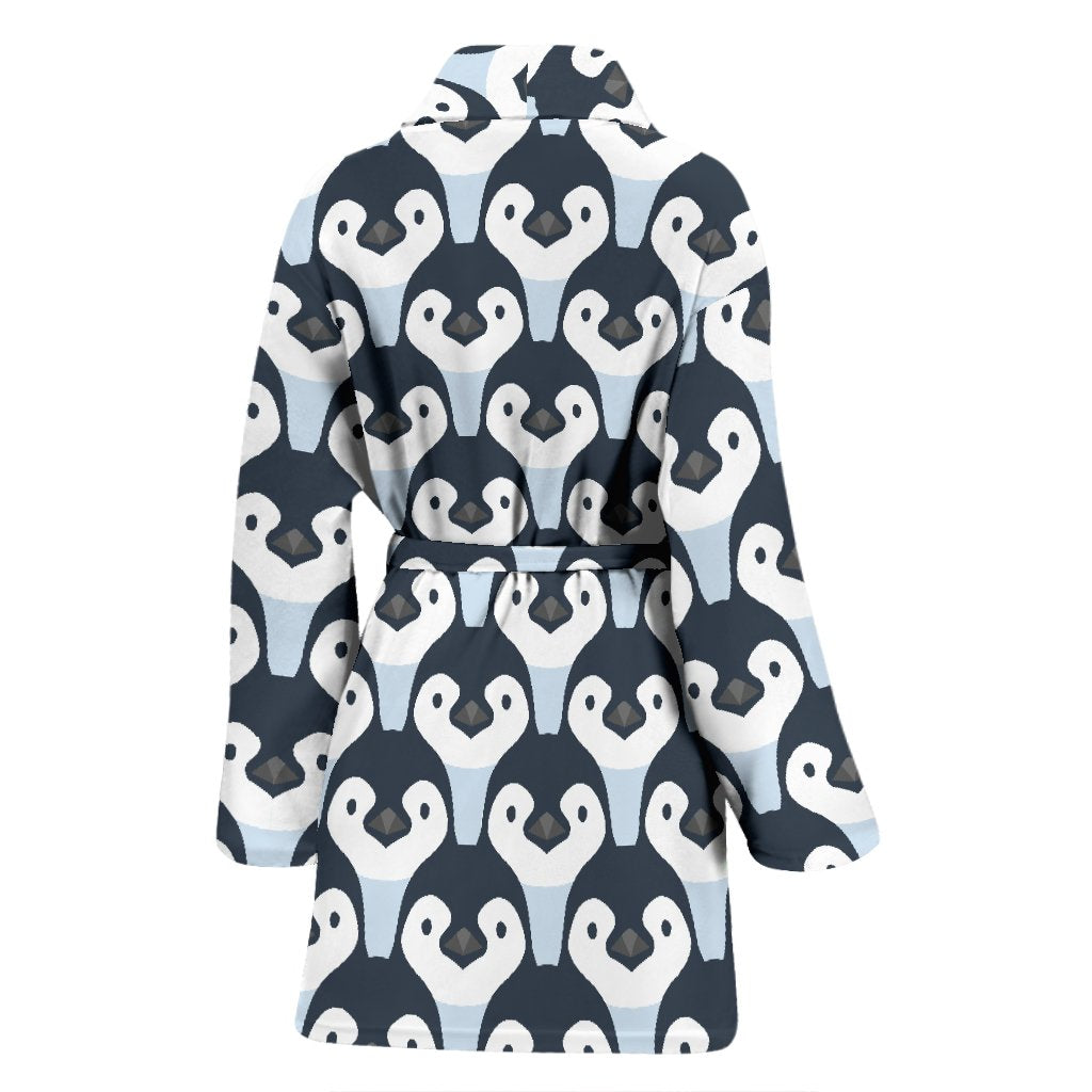 Penguin Face Pattern Print Pattern Print Women Long Robe-grizzshop