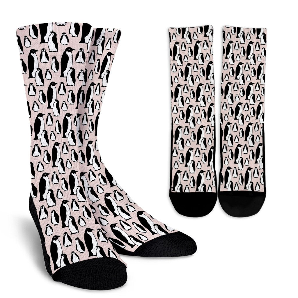 Penguin Print Pattern Unisex Crew Socks-grizzshop