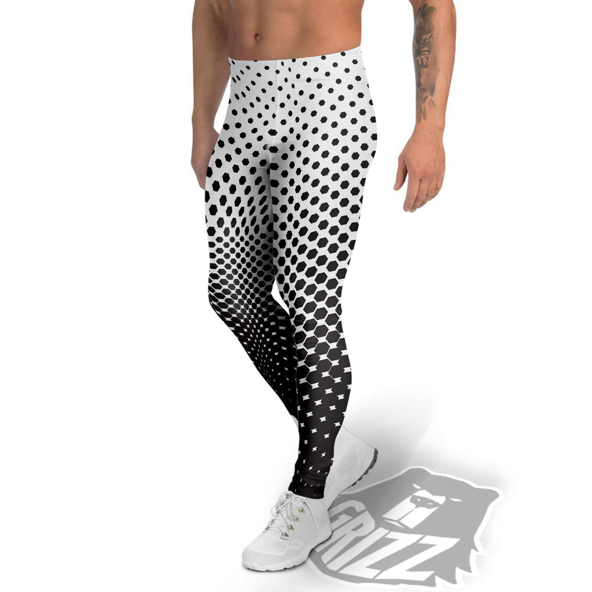 Pentagon Halftone Print Men's Leggings-grizzshop
