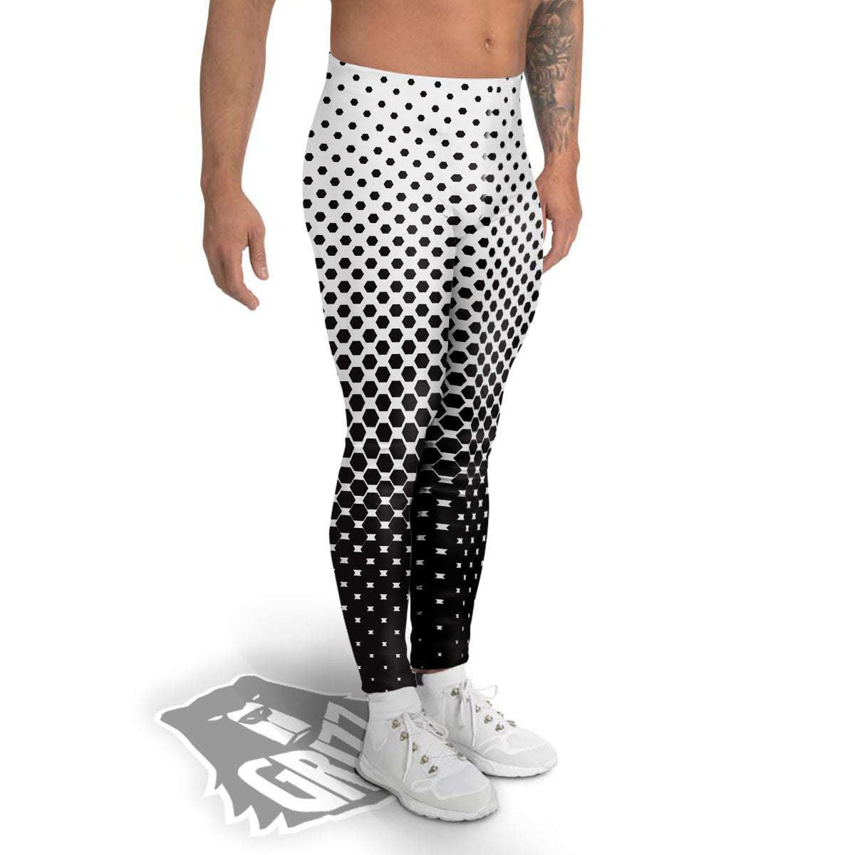 Pentagon Halftone Print Men's Leggings-grizzshop