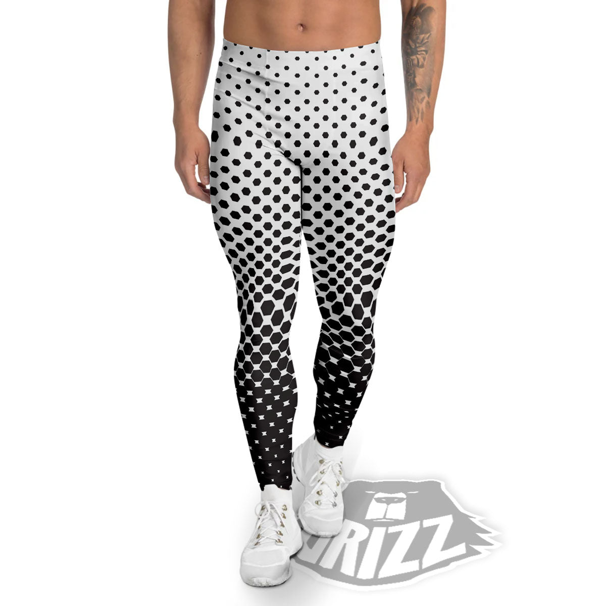 Pentagon Halftone Print Men's Leggings-grizzshop
