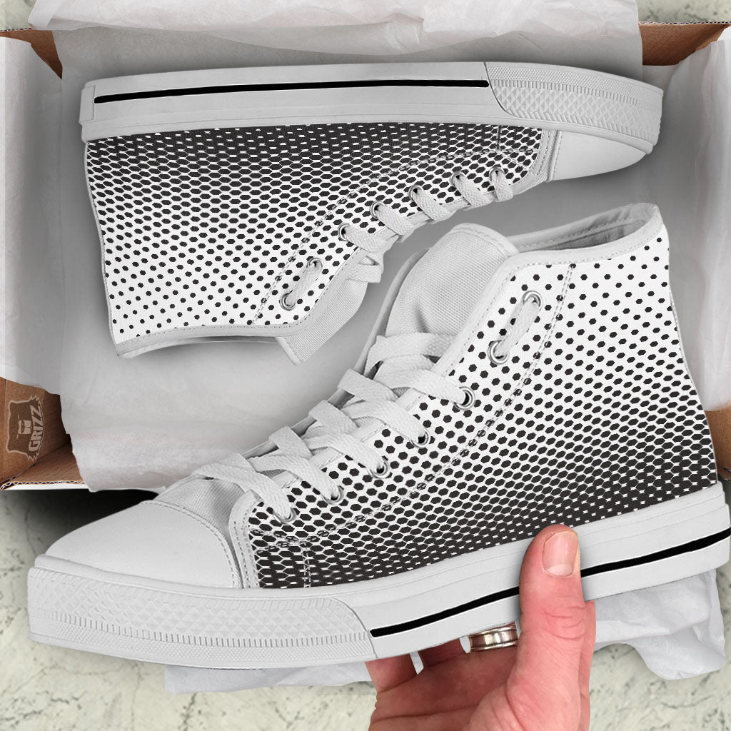 Pentagon Halftone Print White High Top Shoes-grizzshop