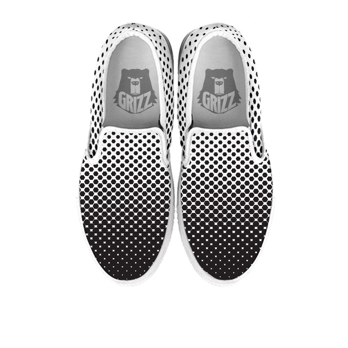Pentagon Halftone Print White Slip On Shoes-grizzshop