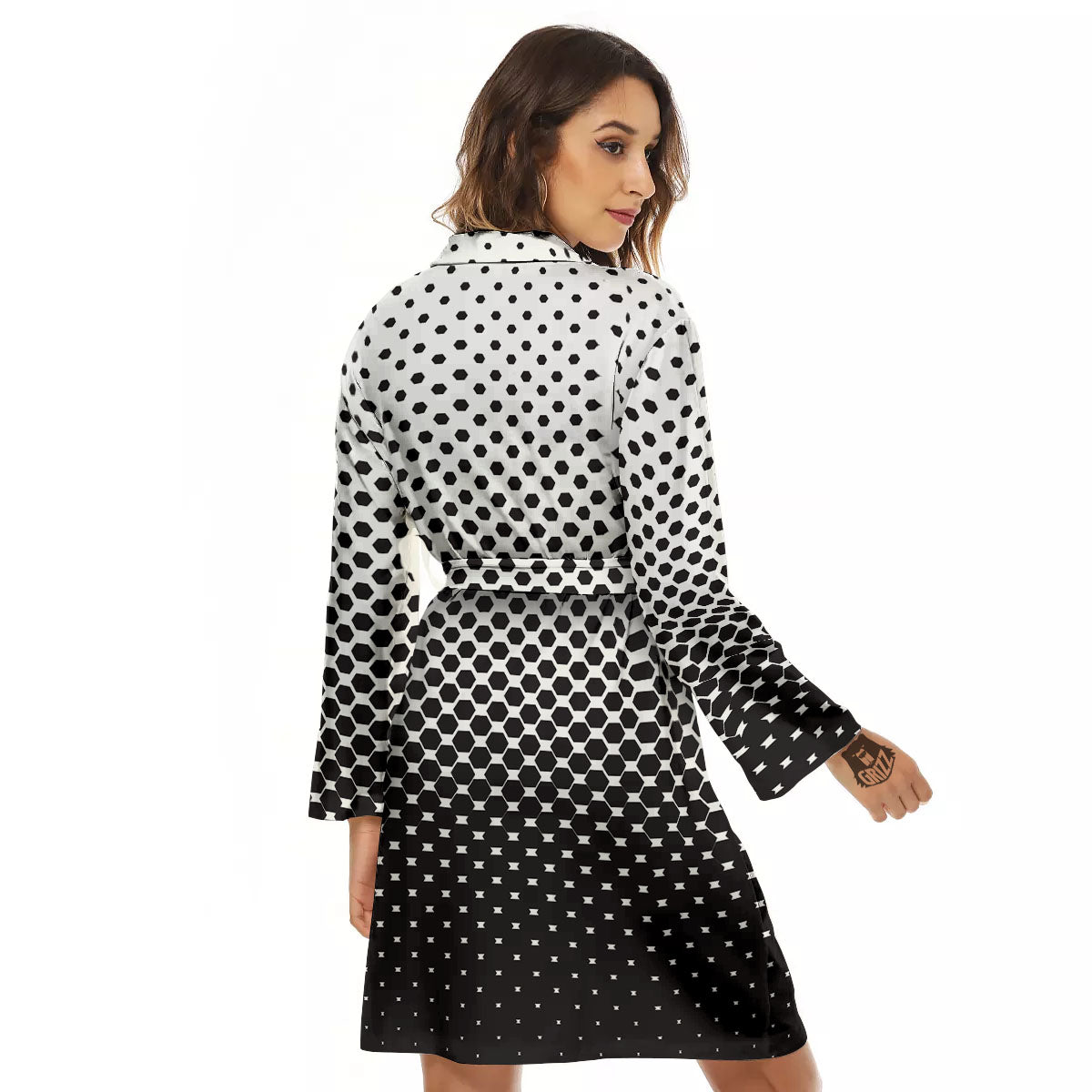 Pentagon Halftone Print Women's Robe-grizzshop