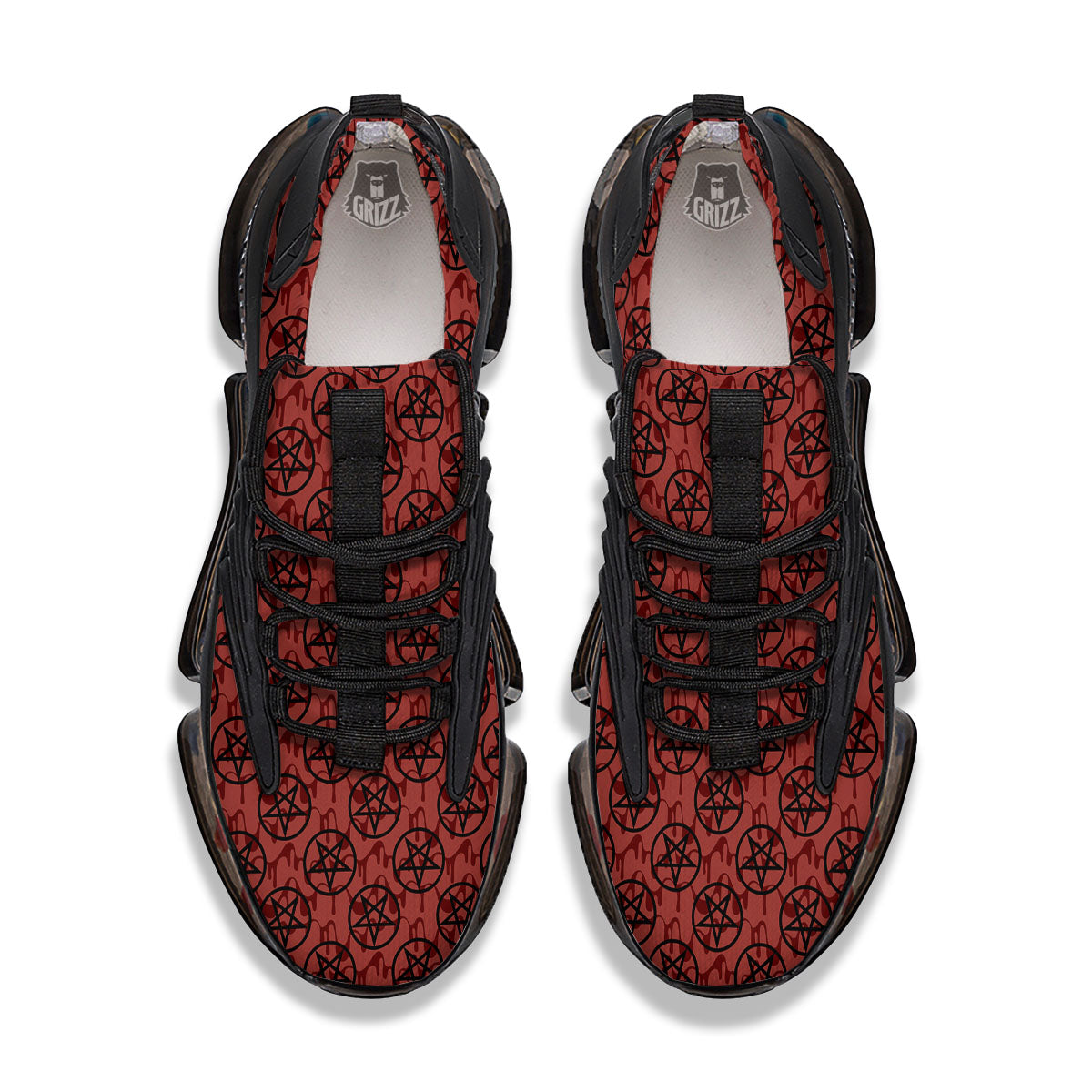 Pentagram Bloody Satanic Print Pattern Black Gym Shoes-grizzshop