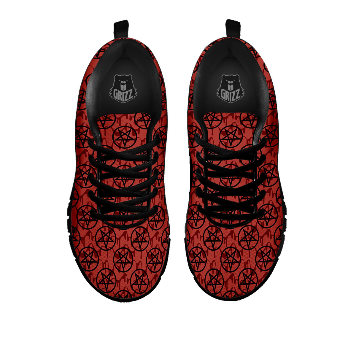 Pentagram Bloody Satanic Print Pattern Black Sneaker-grizzshop