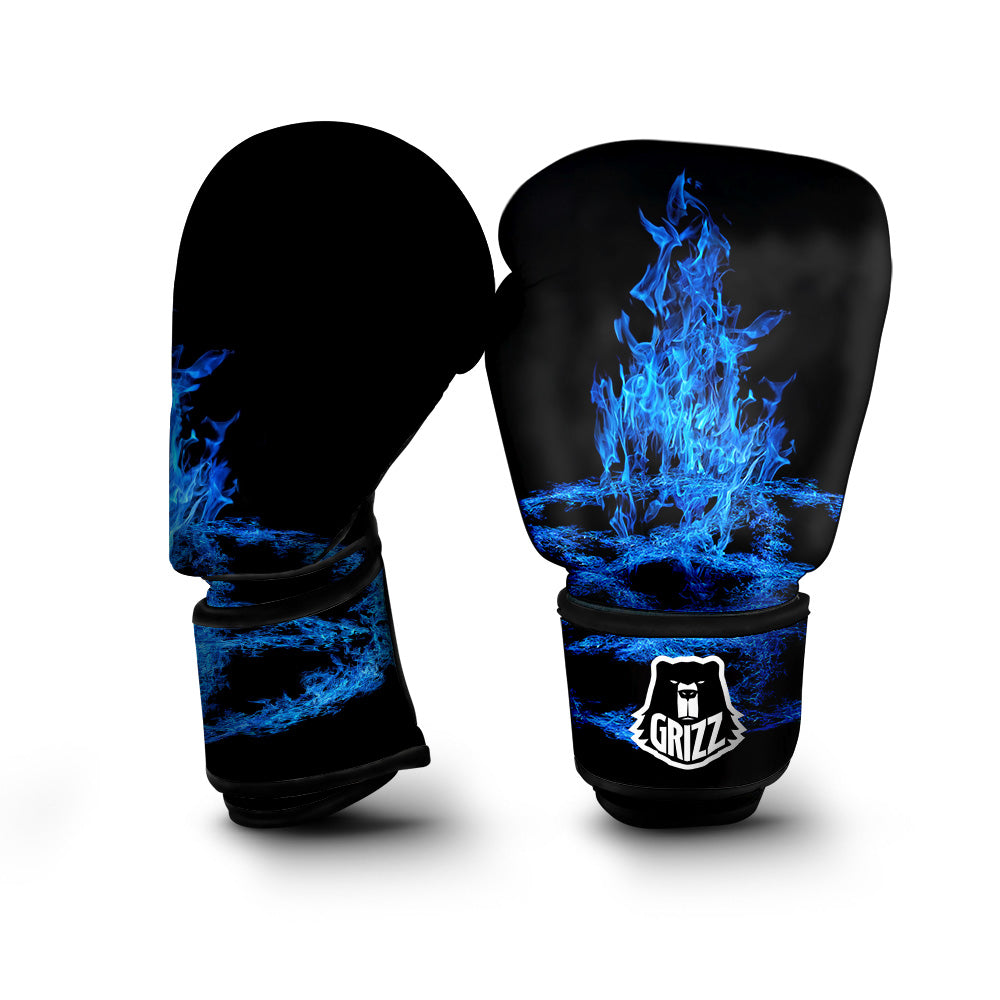 Pentagram Blue Flame Print Boxing Gloves-grizzshop