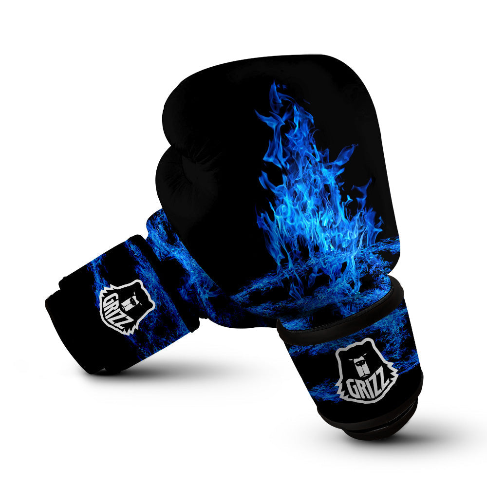 Pentagram Blue Flame Print Boxing Gloves-grizzshop