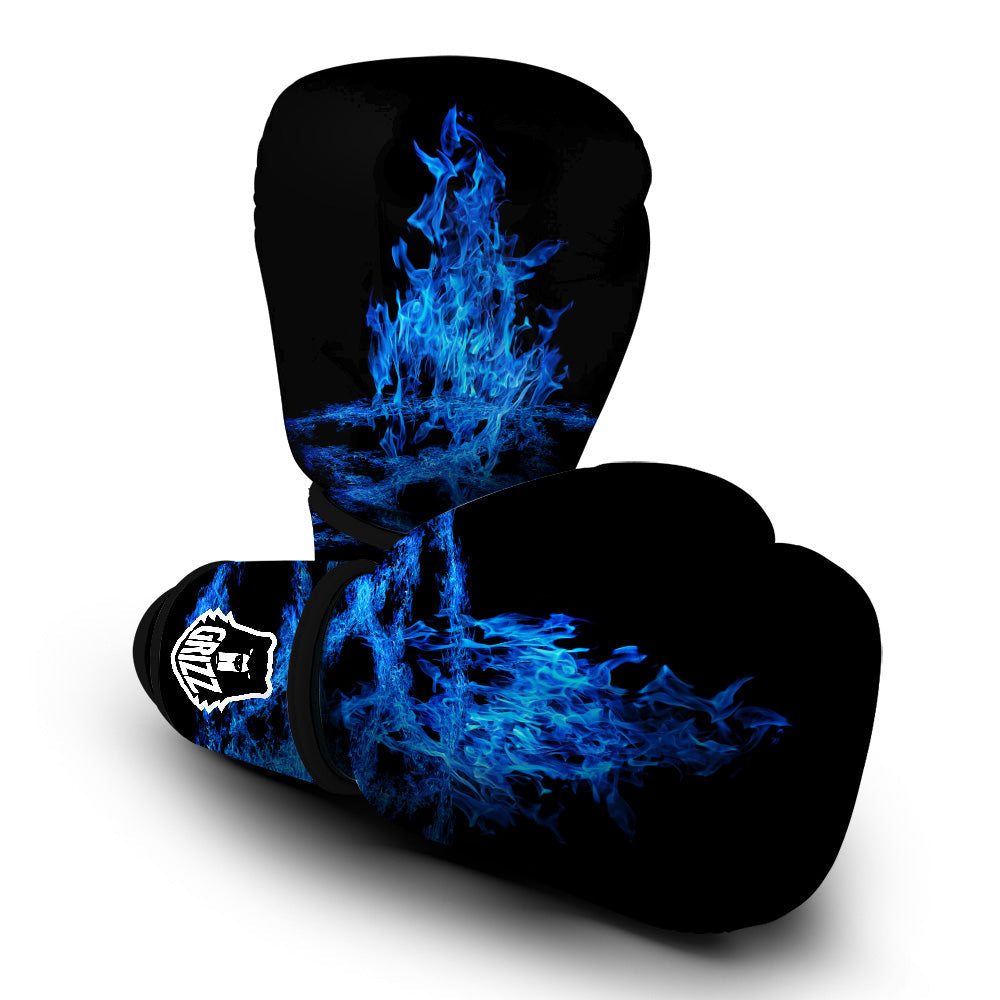 Pentagram Blue Flame Print Boxing Gloves-grizzshop