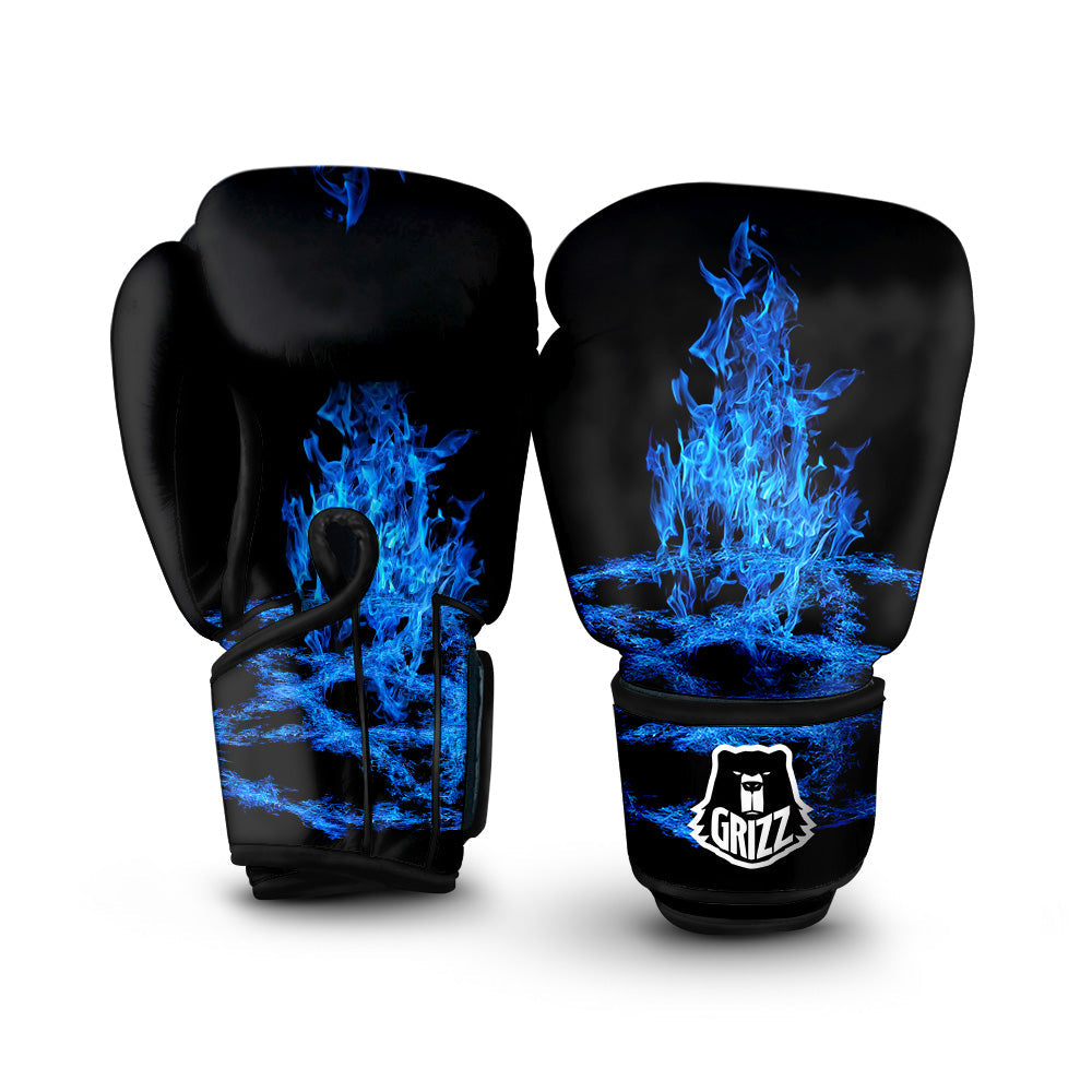 Pentagram Blue Flame Print Boxing Gloves-grizzshop