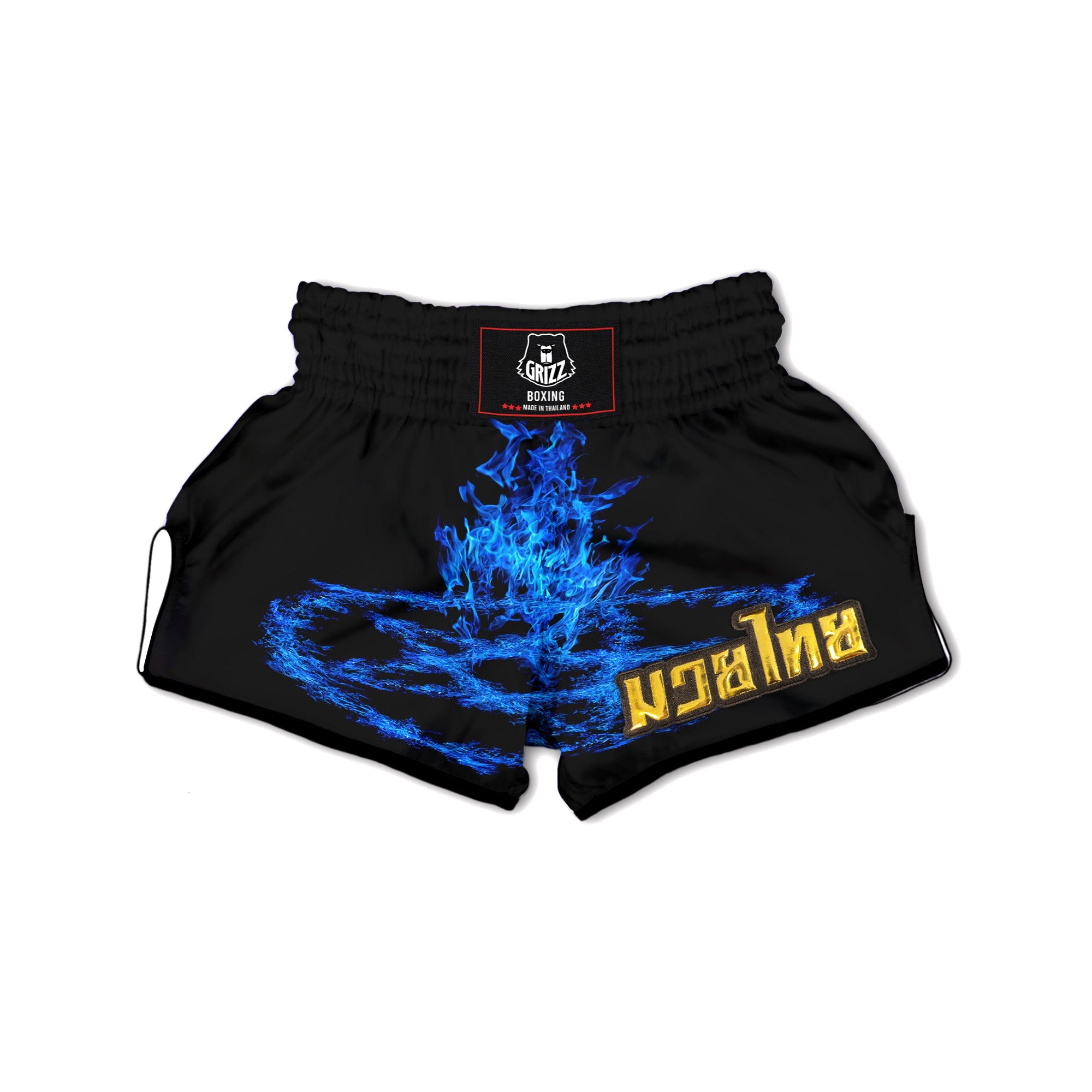 Pentagram Blue Flame Print Muay Thai Boxing Shorts-grizzshop