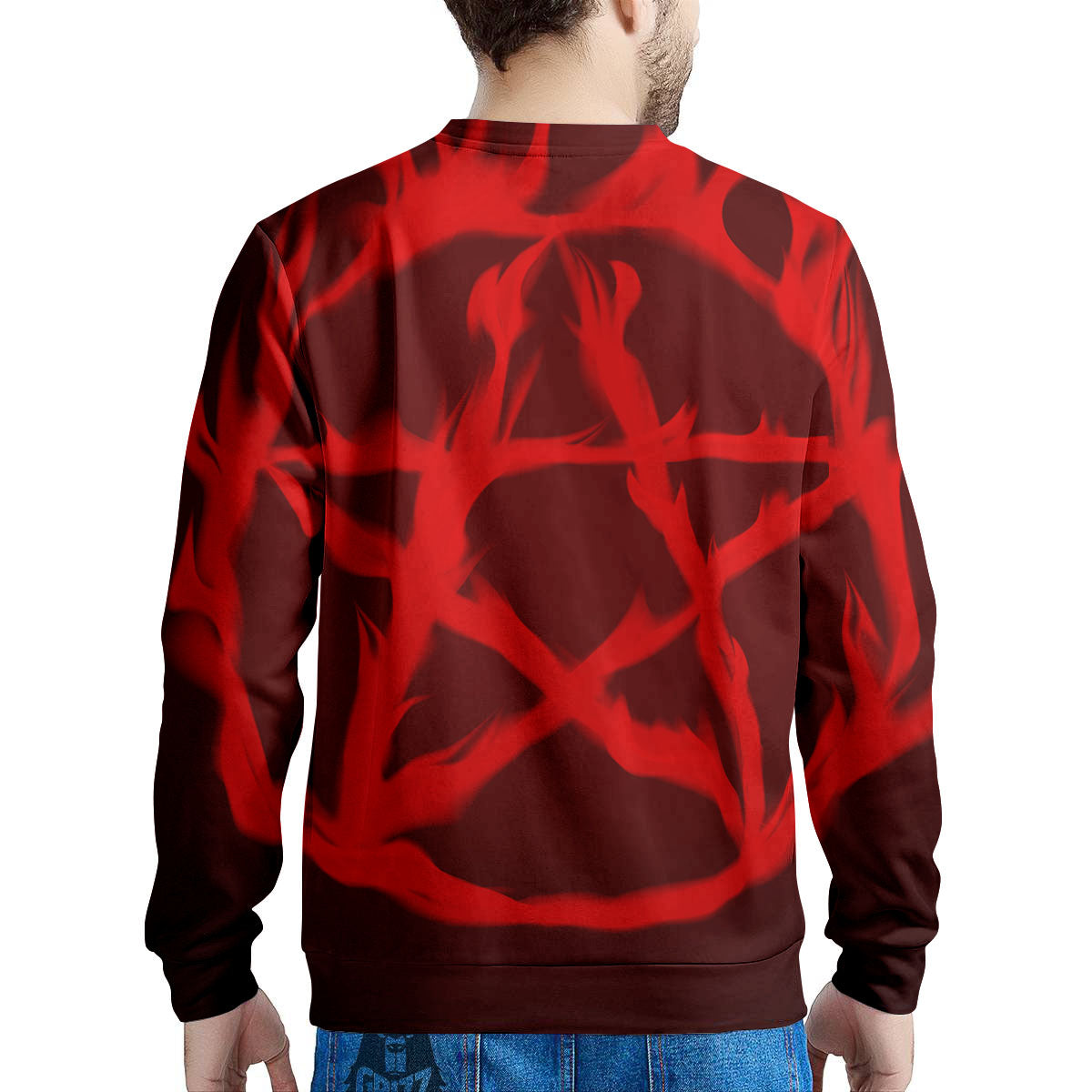 Pentagram Fiery Reversed Print Men's Sweatshirt-grizzshop