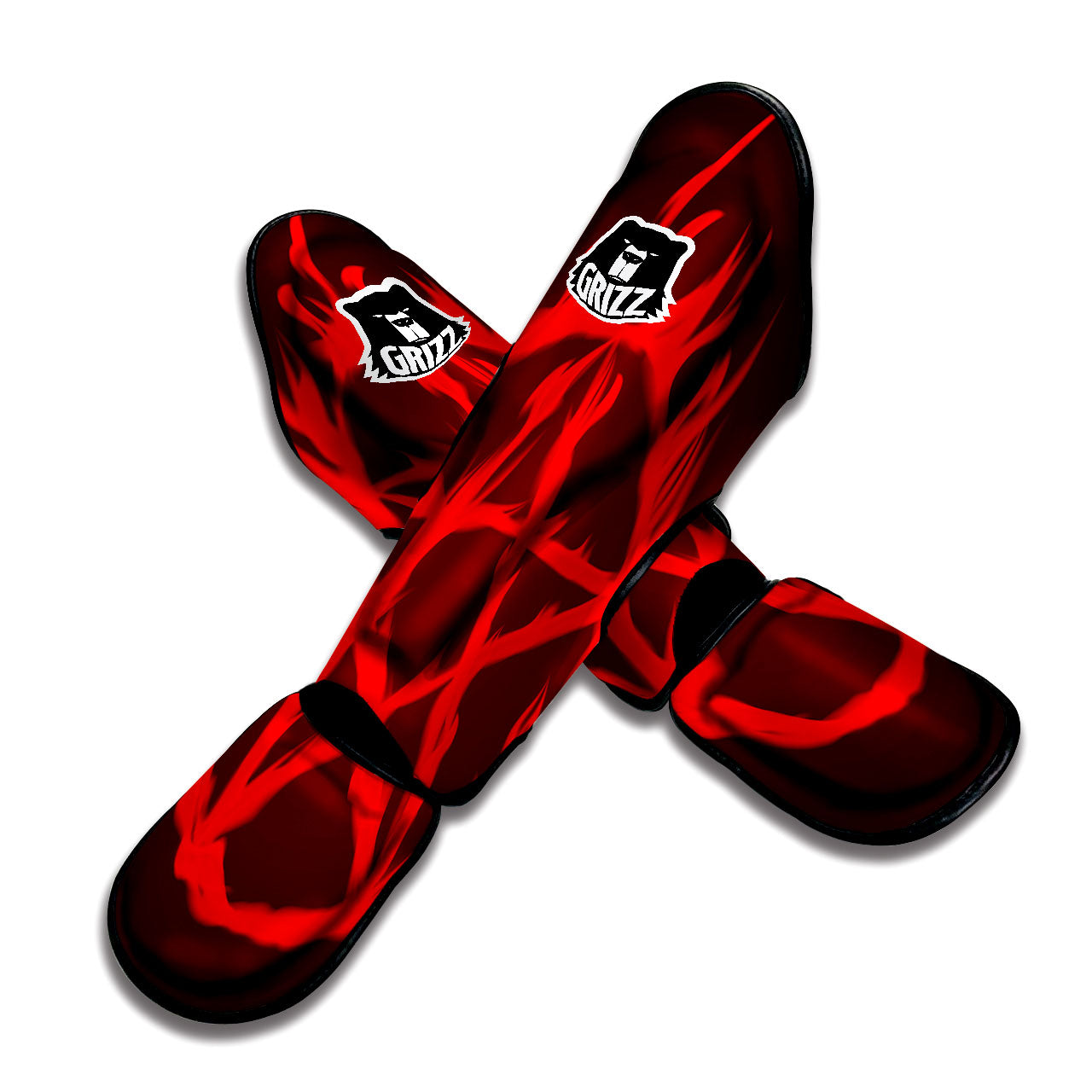 Pentagram Fiery Reversed Print Muay Thai Shin Guards-grizzshop