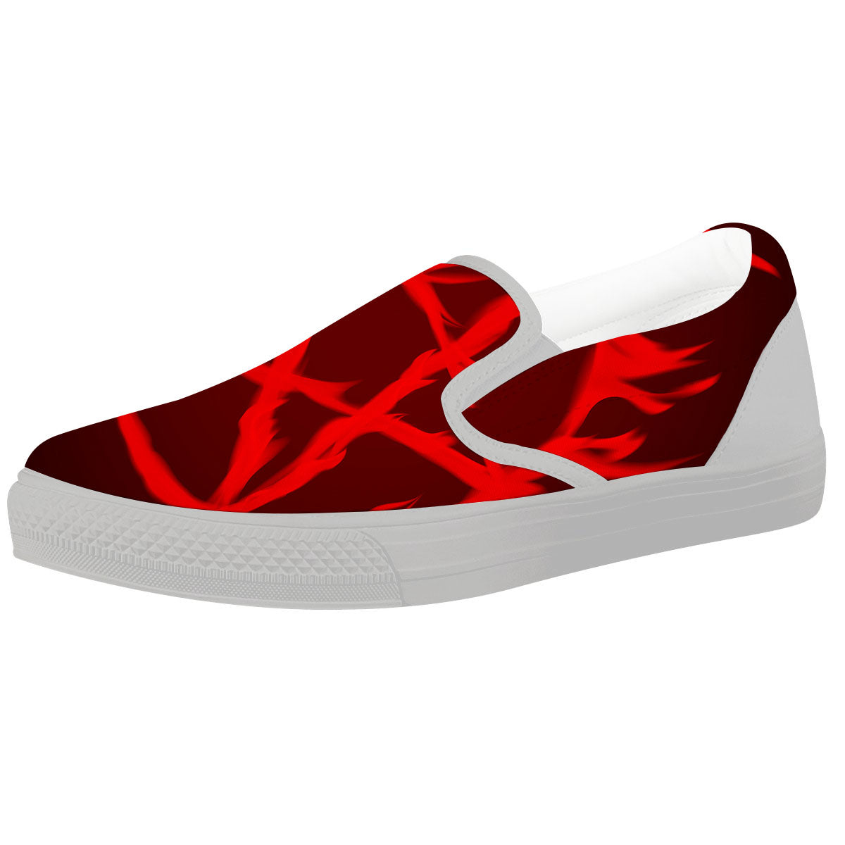 Pentagram Fiery Reversed Print White Slip On Shoes-grizzshop
