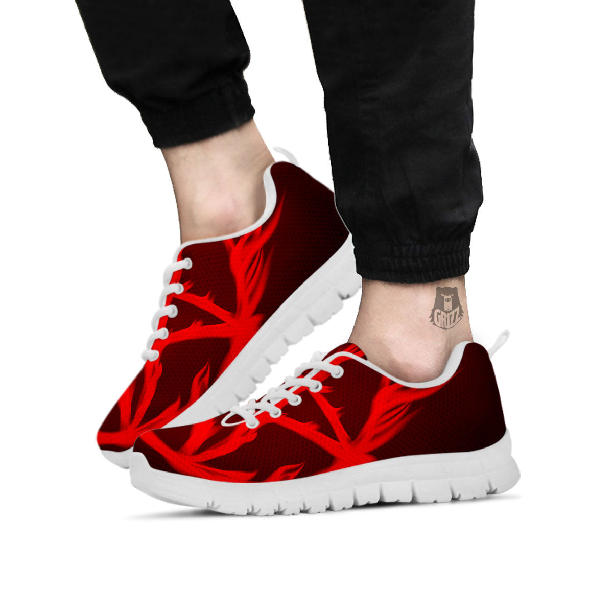 Pentagram Fiery Reversed Print White Sneaker-grizzshop