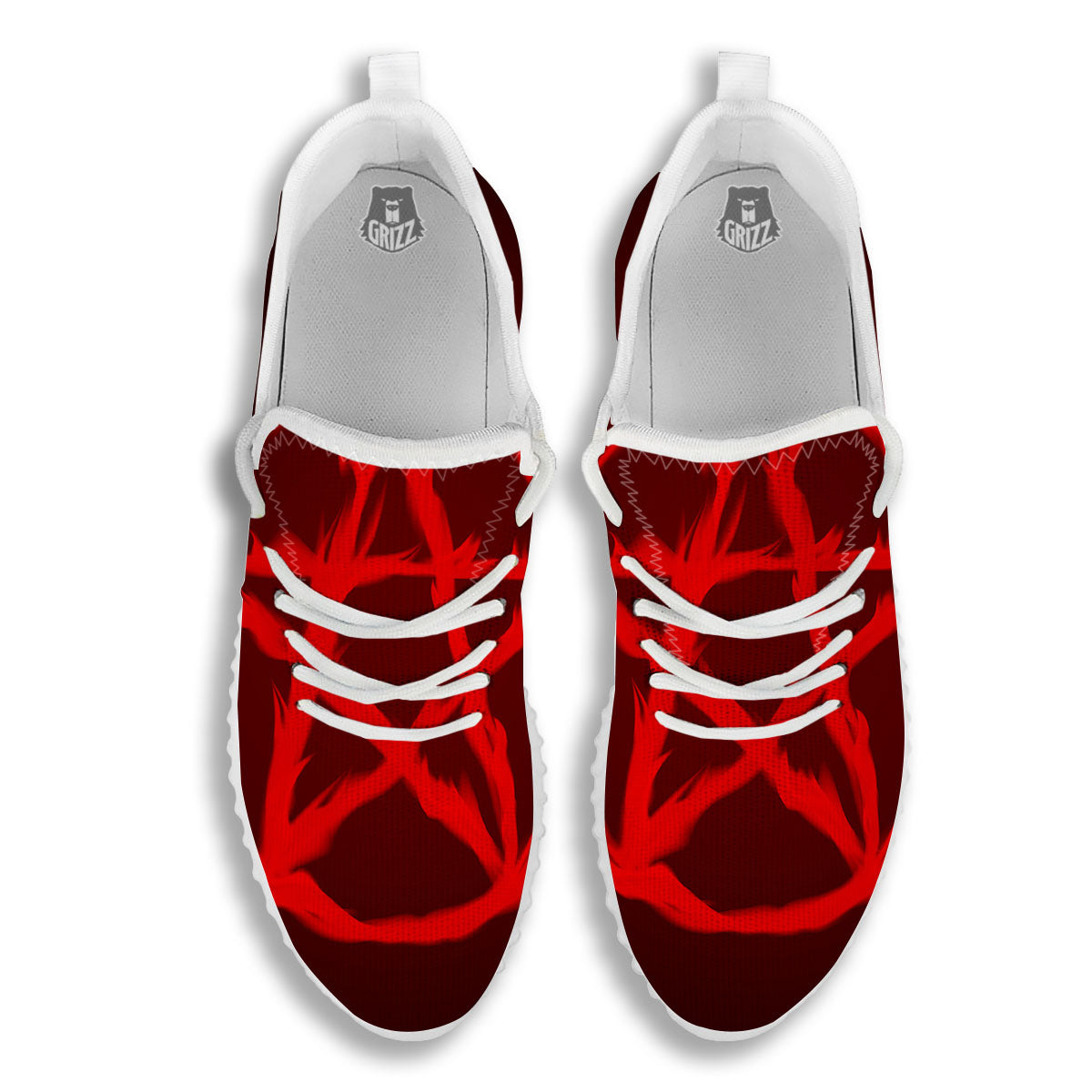 Pentagram Fiery Reversed Print White Walking Shoes-grizzshop