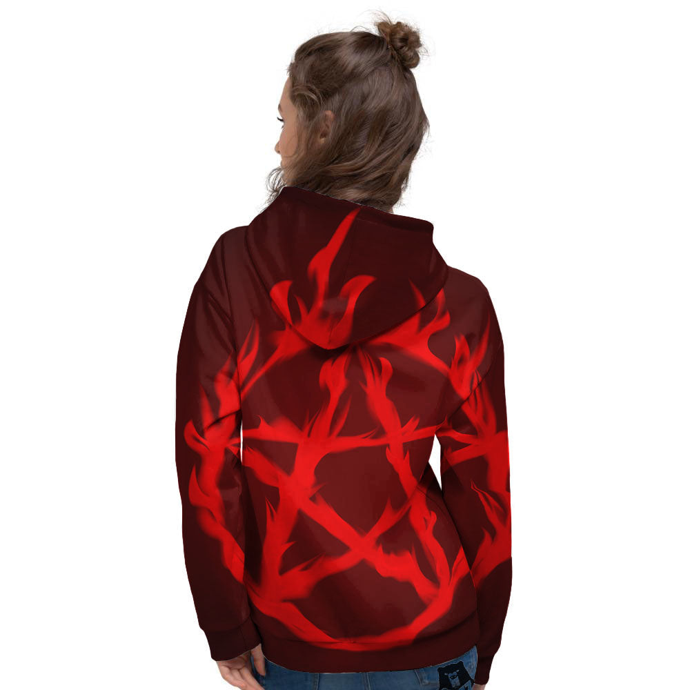 Pentagram Fiery Reversed Print Women's Hoodie-grizzshop