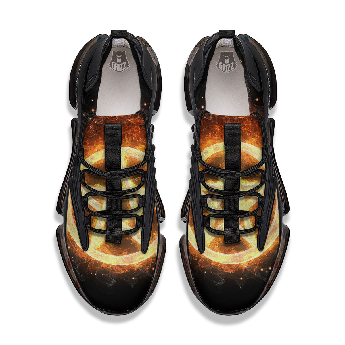 Pentagram Flame Print Black Gym Shoes-grizzshop