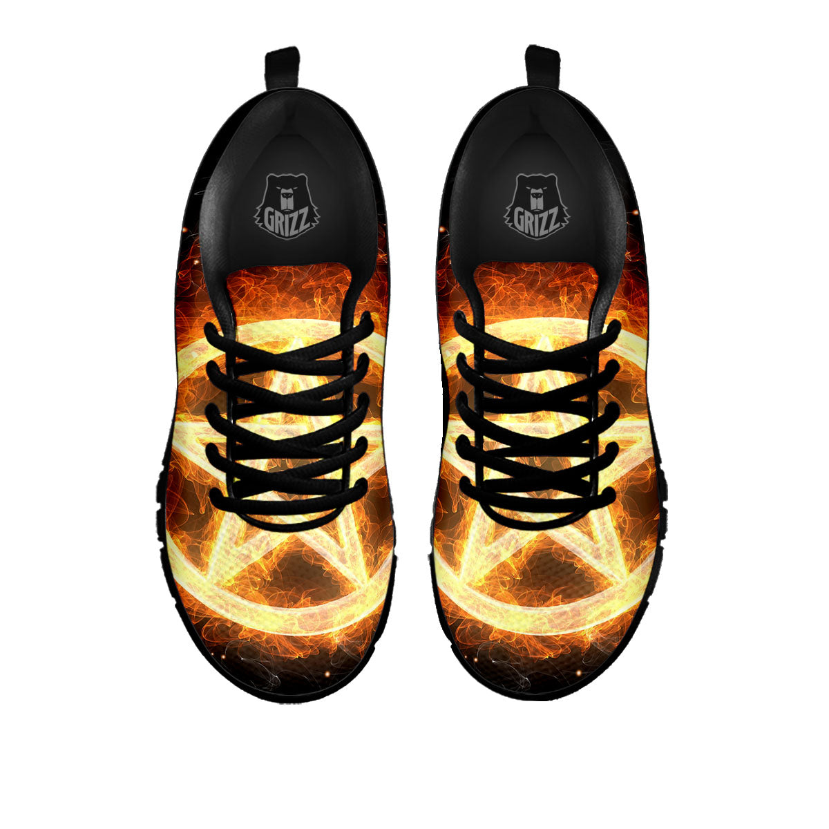 Pentagram Flame Print Black Sneaker-grizzshop