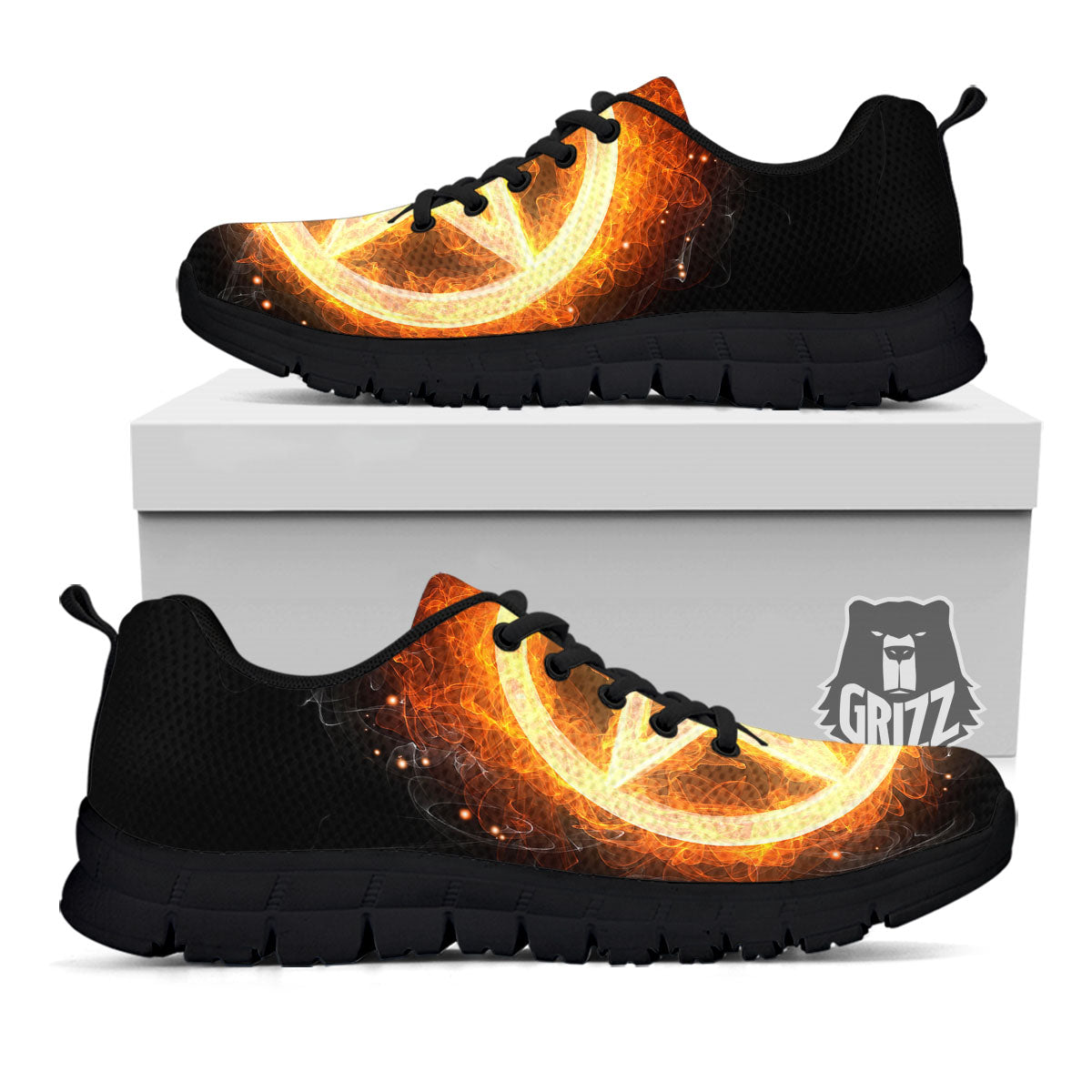 Pentagram Flame Print Black Sneaker-grizzshop