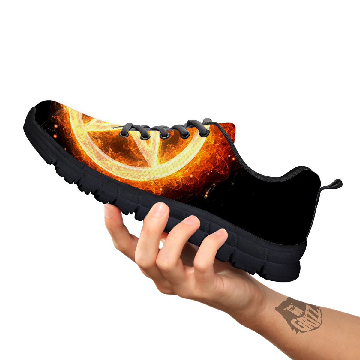Pentagram Flame Print Black Sneaker-grizzshop